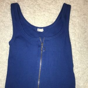 Blue tank top w zipper